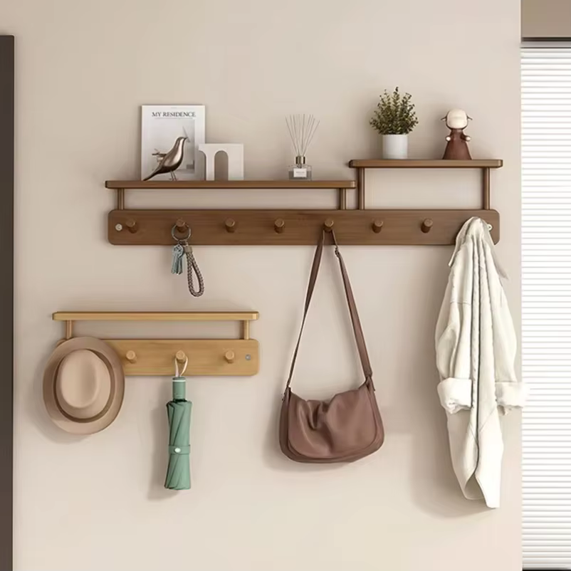 Porte-manteau mural pour hall d'entrée, support de rangement pour vêtements, organisateur de vêtements pour couloir intérieur avec étagère de rangement