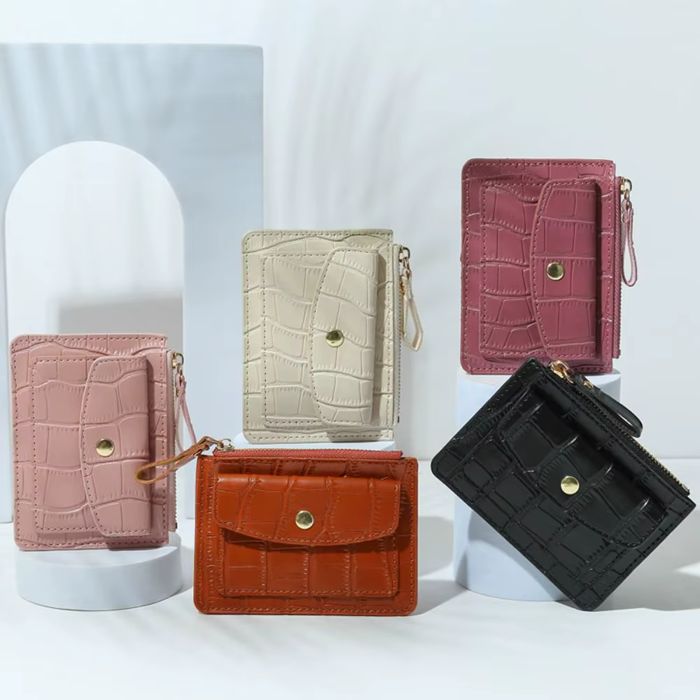 Porte-carte d'identité court sac à main motif Crocodile mode sac d'argent sac