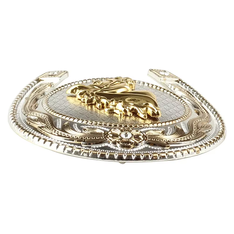 Boucle de ceinture tête de cheval doré