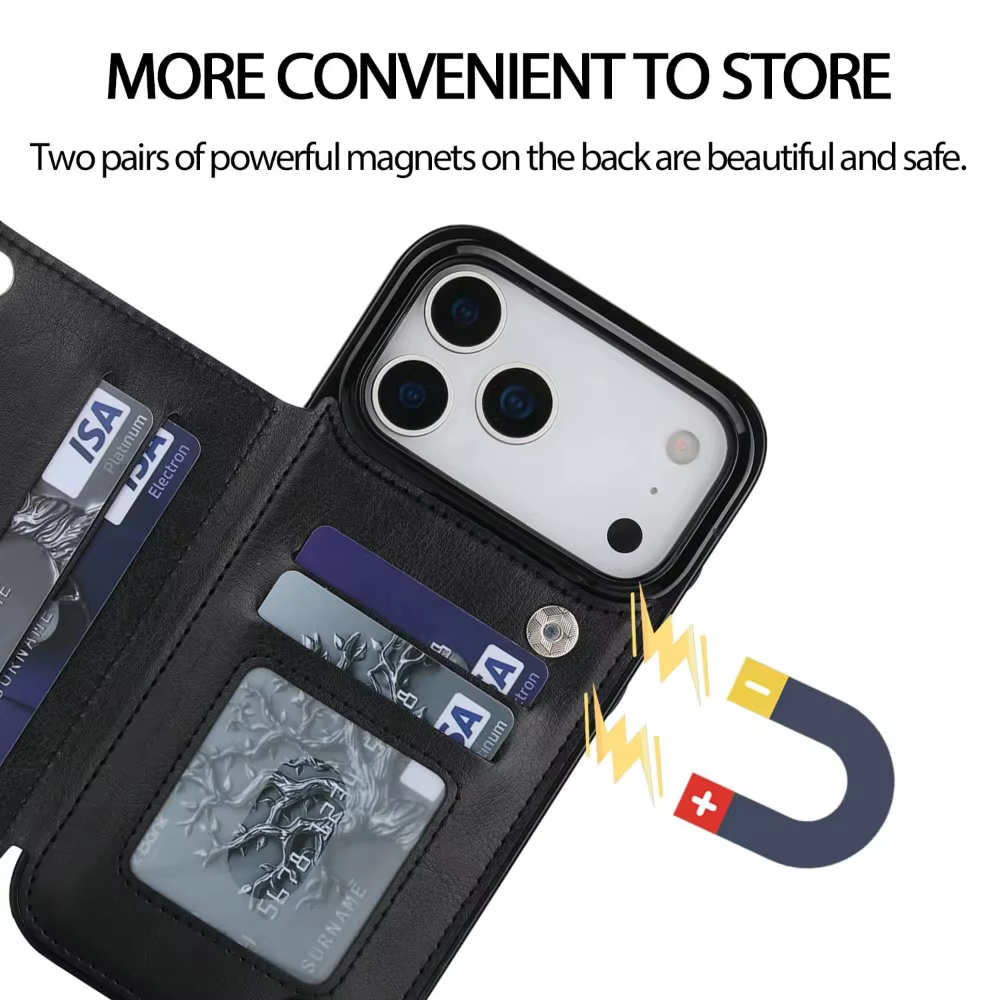Étui portefeuille en cuir pour IPhone 17 Pro Max 17Air, haute entreprise, avec fentes pour cartes sur béquille, housse de Protection antichoc
