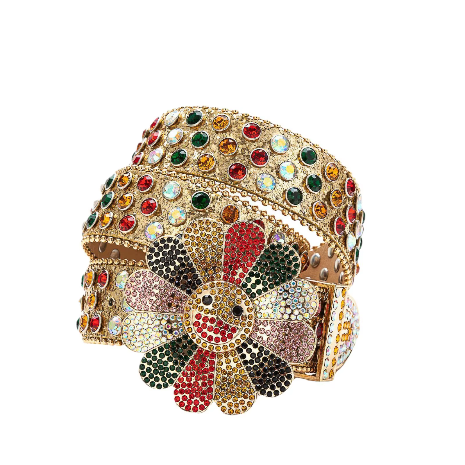 Ceinture de luxe scintillante et éblouissante avec strass colorés