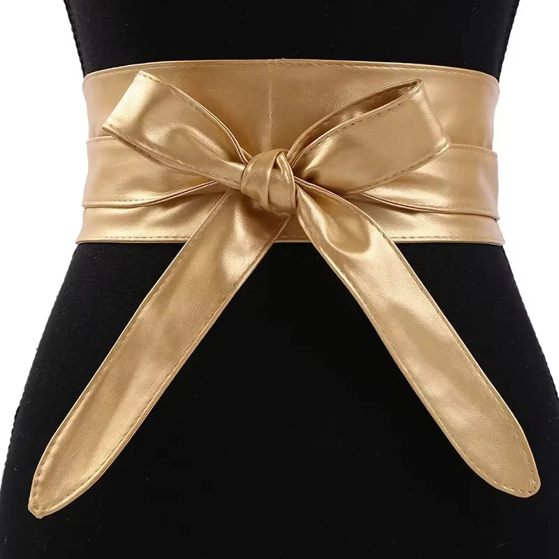 Ceinture large en PU pour femmes