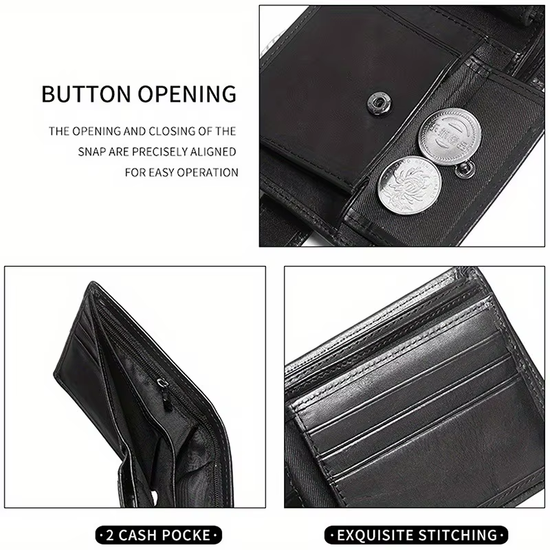 Portefeuille en cuir véritable pour hommes