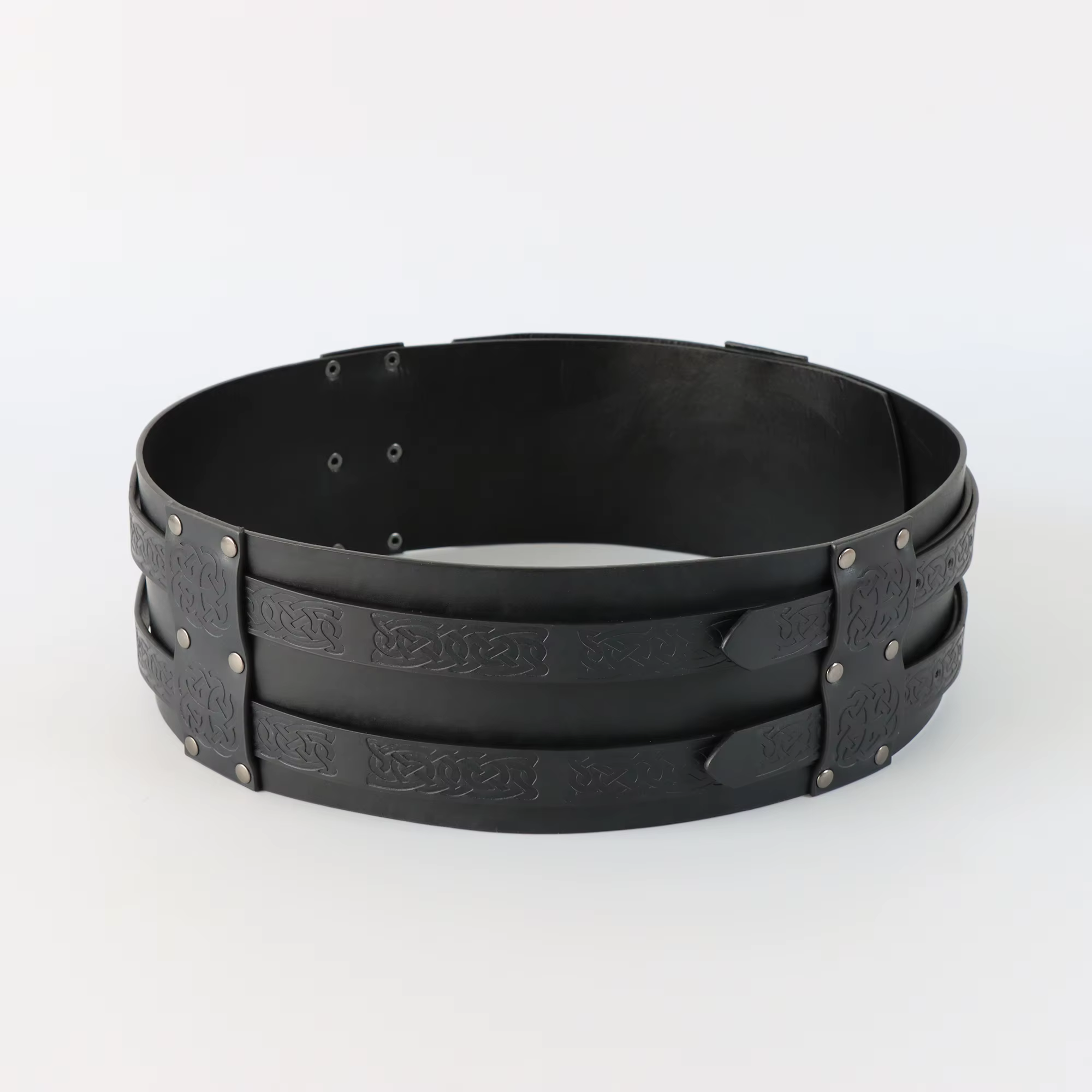 Ceinture en cuir PU double largeur épaisse