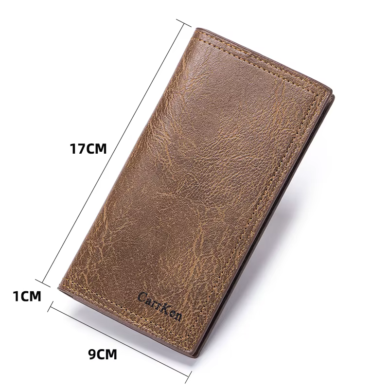 Portefeuille Long en cuir ciré à l'huile pour hommes
