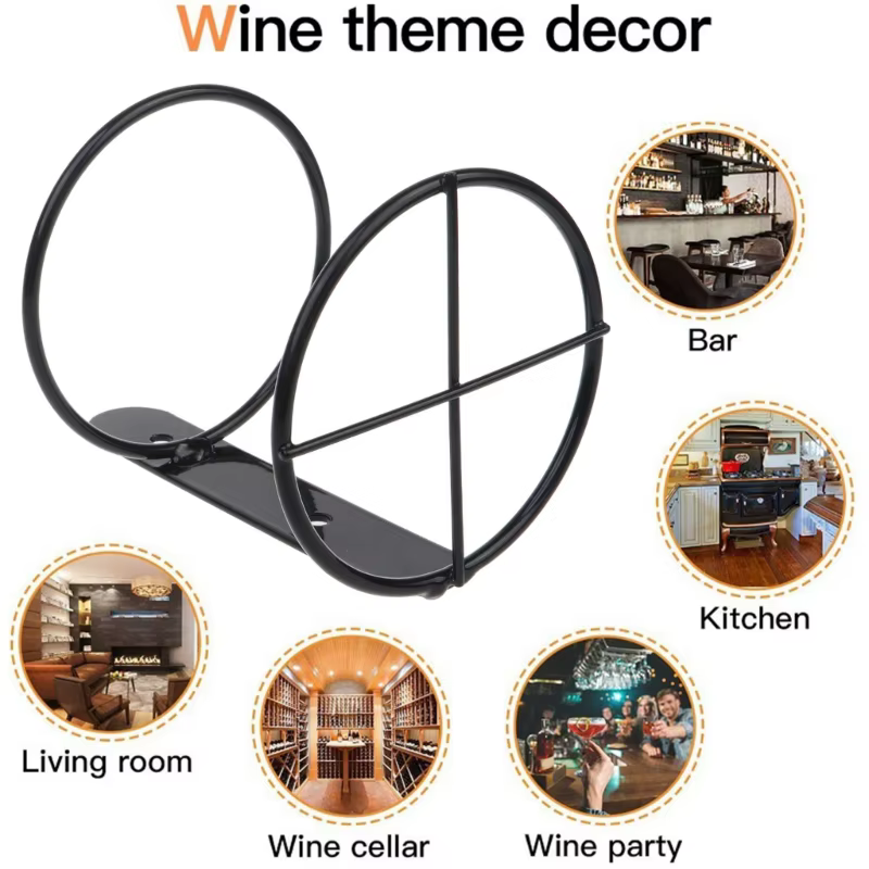 Porte-bouteille de vin mural, présentoir T1, cintre d'organisation de cuisine pour champagne, supports de rangement en métal pour bouteilles de cocktail