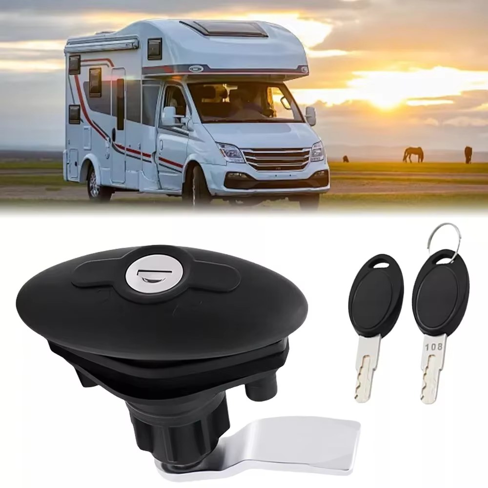 Serrure à poignée en T pour caravane avec 2 clés, serrure de porte de cabine de camping-car, serrure à compression, serrure de porte plate pour bagages, pour caravane et camping-car