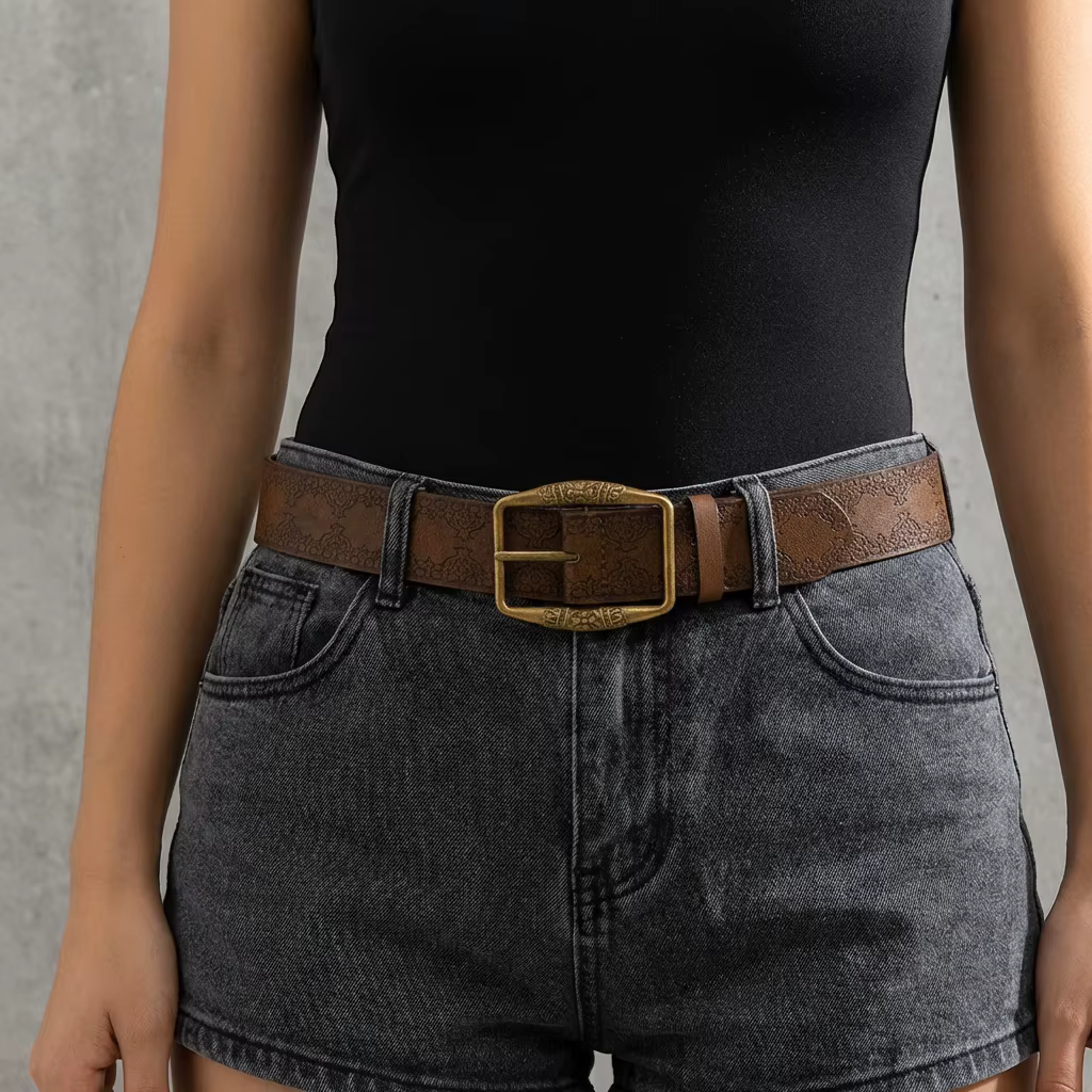 Ceinture Minimaliste Tendance pour Femme – Accessoire Rétro Polyvalent pour le Quotidien et le Style Urbain – Ceinture en Cuir Assortie pour Dames