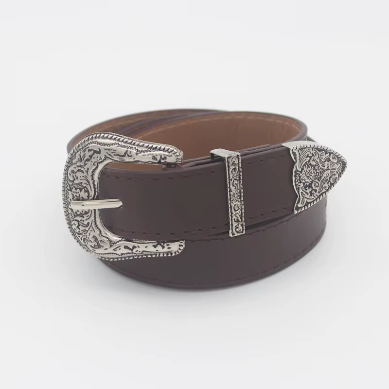 Ceinture occidentale Vintage réglable pour femmes, Style Cowgirl, ceinture à boucle gravée pour pantalons en jean, robes