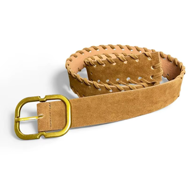 Maillard Styles rétro mode ceinture en daim avec boucle en métal