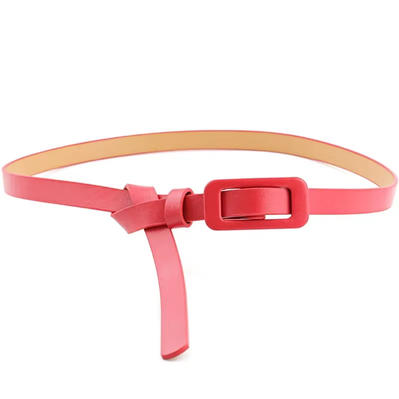 Ceinture fine et fine en cuir Pu pour femmes, nouvelle boucle carrée sans trous, noir/blanc/rouge/rose, à la mode, pour décoration de robe en jean