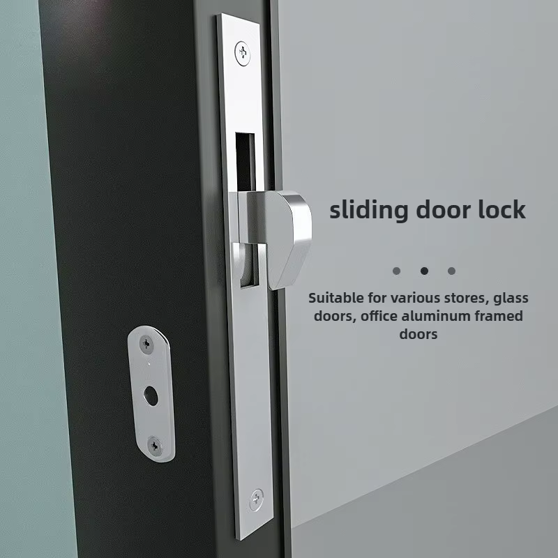 1 ENSEMBLE Serrure à crochet pour porte coulissante en alliage d'aluminium, verrou de sécurité antivol pour fenêtre, serrure de sol pour portail en bois avec clés croisées pour porte en bois