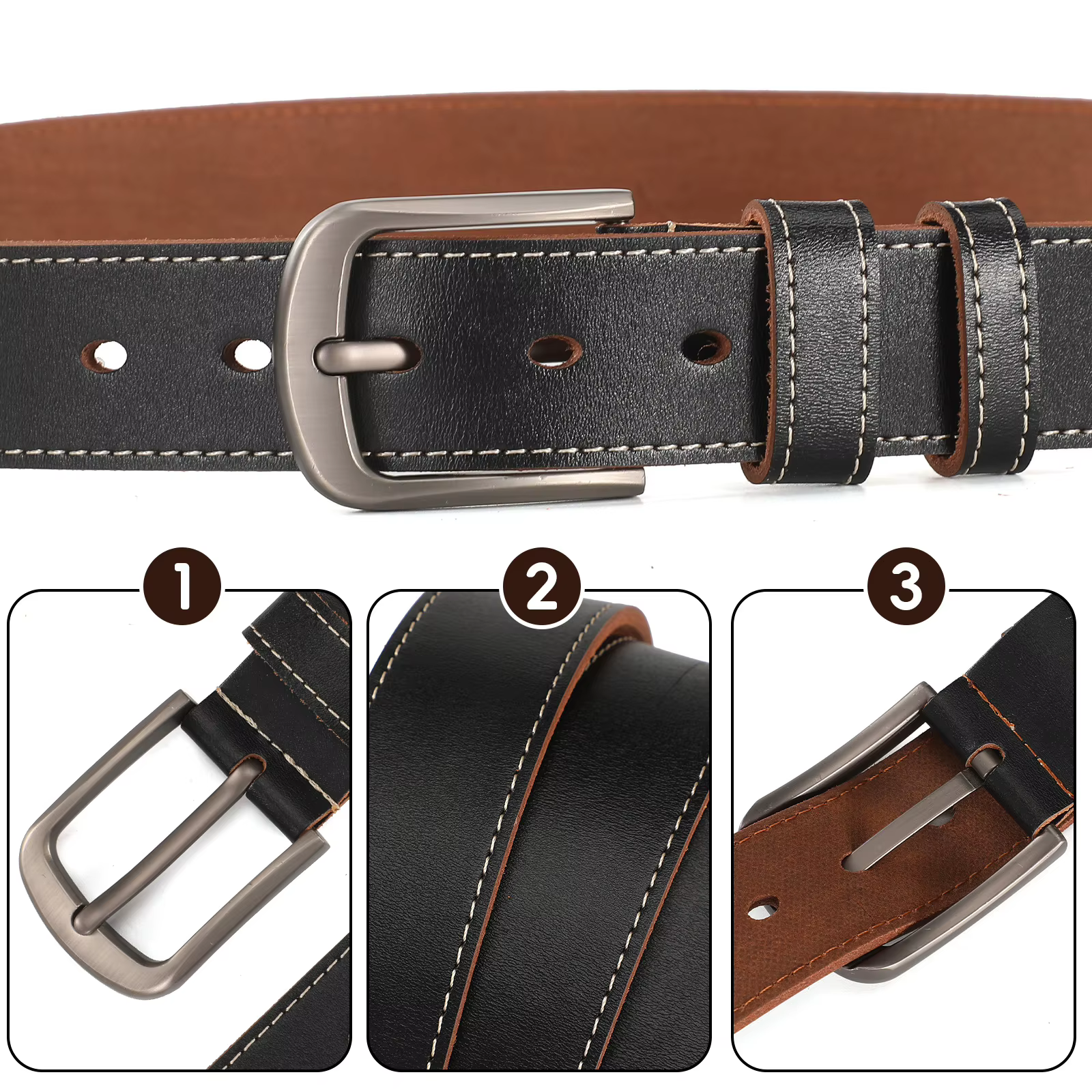 Ceinture rétro en cuir pour hommes