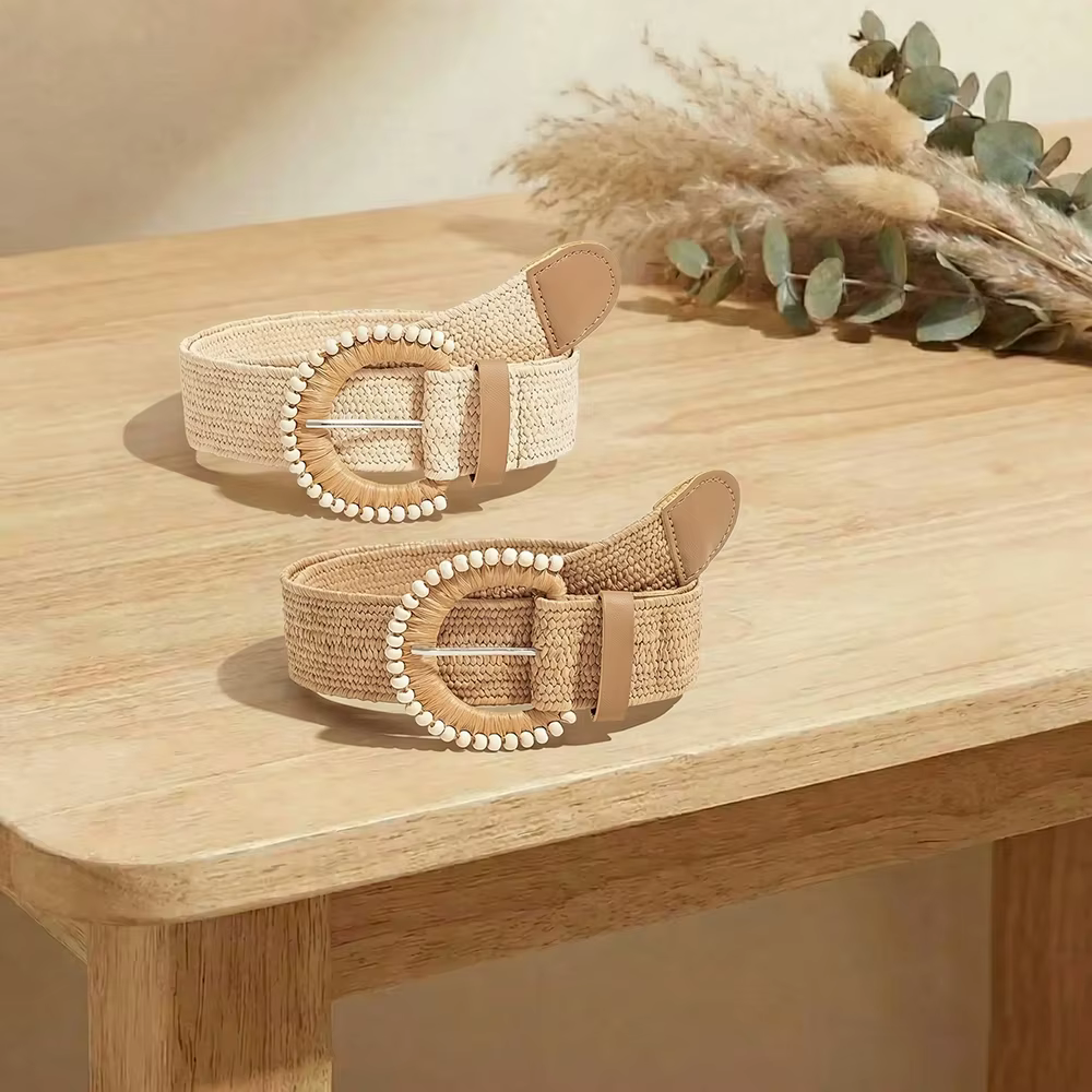 Ceinture tressée élastique rétro pour femmes