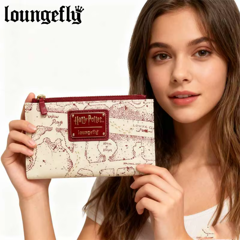 Nouvelle série Loungefly Harry Potter : Portefeuille long à fermeture éclair imprimé carte