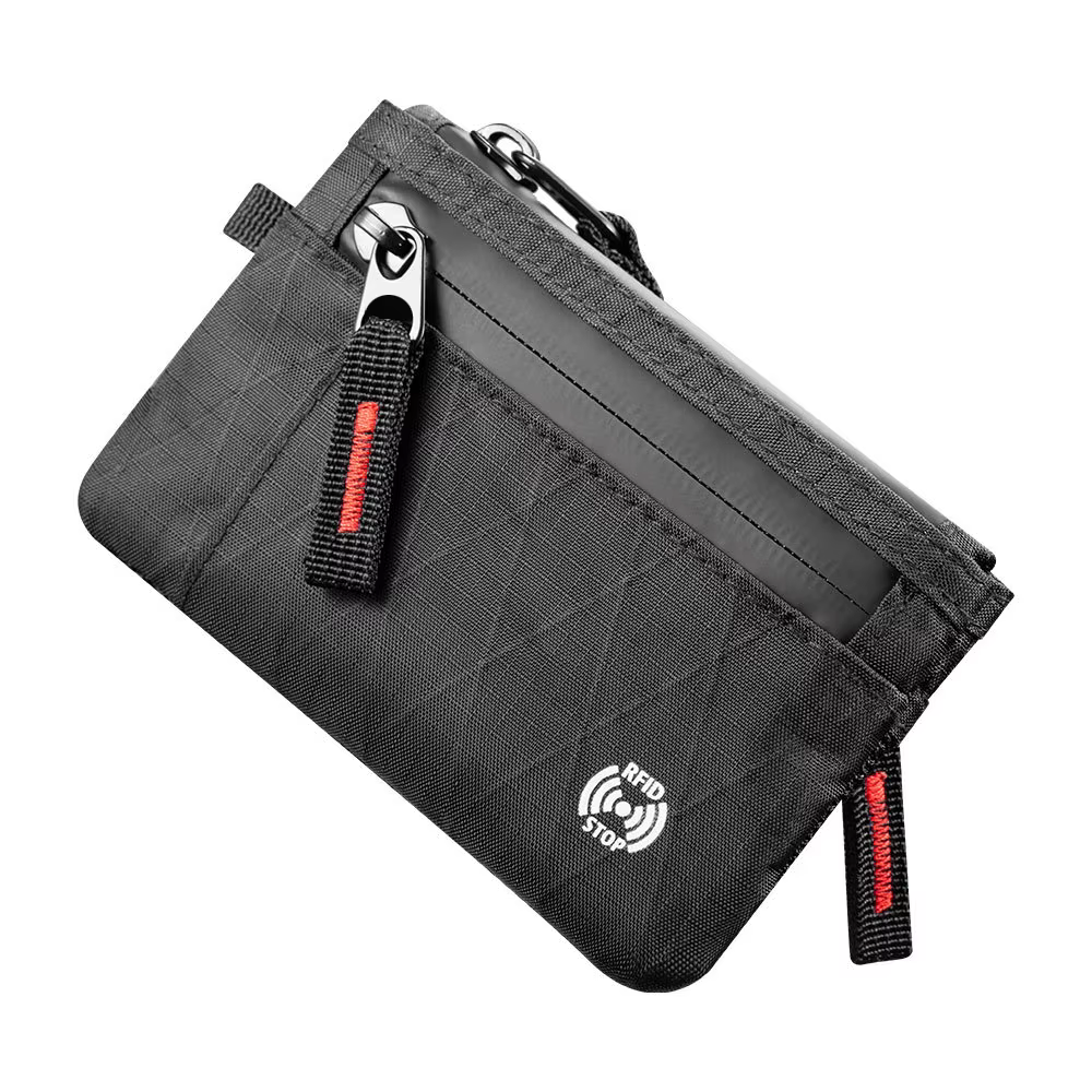 Portefeuille ultra-fin anti-vol RFID tendance Edc | Porte-monnaie unisexe à fermeture éclair | Porte-cartes de crédit