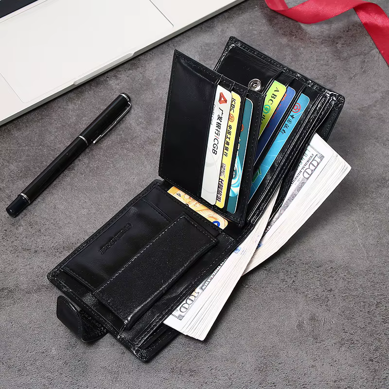Portefeuille en cuir pour hommes avec poche pour pièces de monnaie