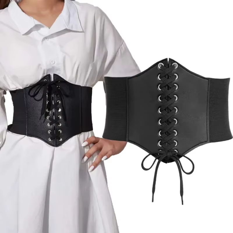 Ceinture Corset Femme Gothique en Cuir PU