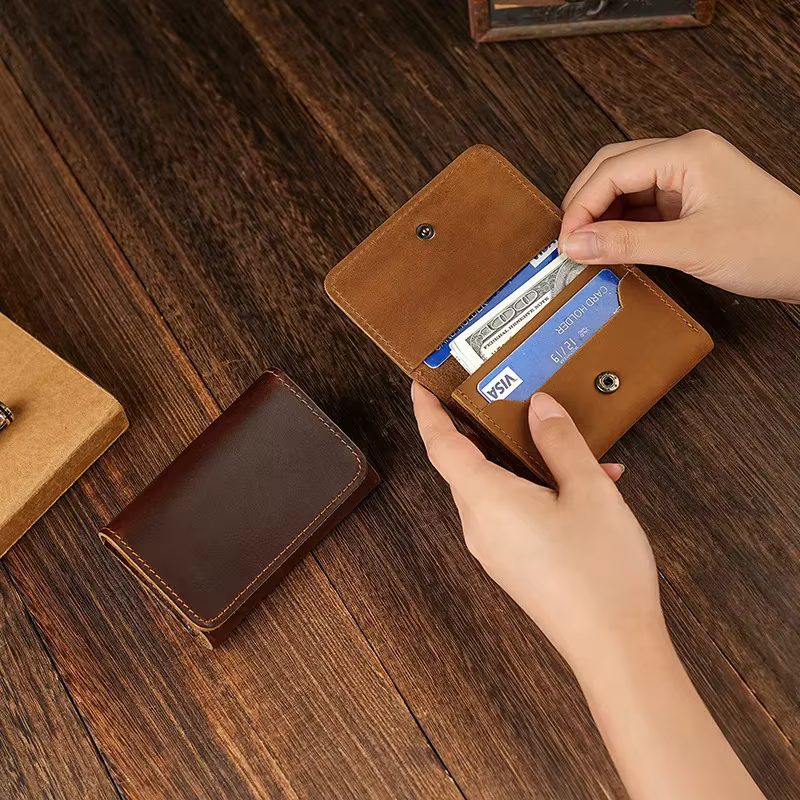 Porte-carte Vintage en cuir véritable pour hommes