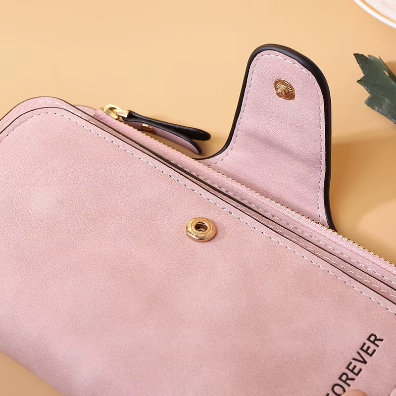 Portefeuille long en similicuir mat pour femme