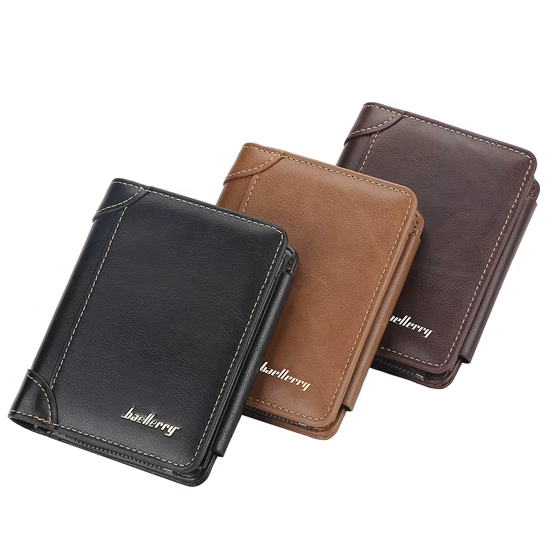 Nouveaux hommes en cuir portefeuilles de haute qualité fermeture éclair court design porte-carte homme sac à main
