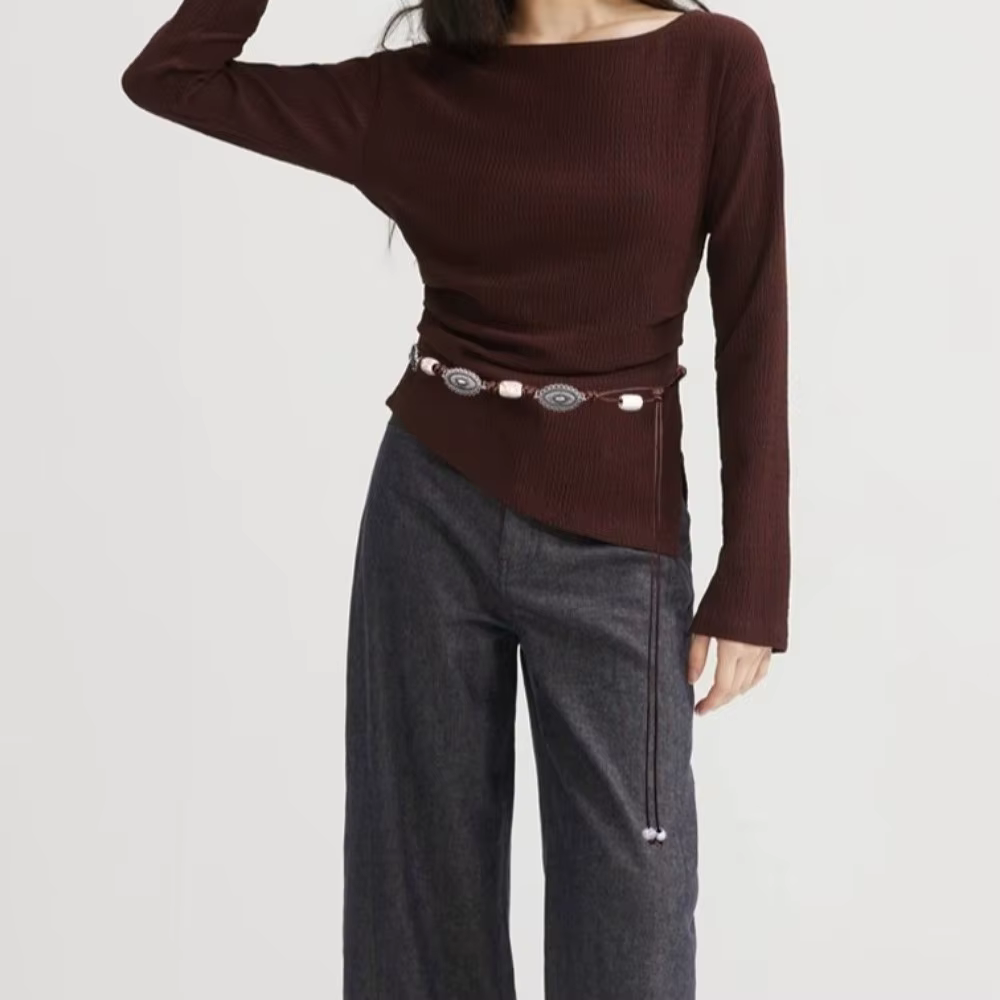 Ceinture rétro bohème en perles de bois