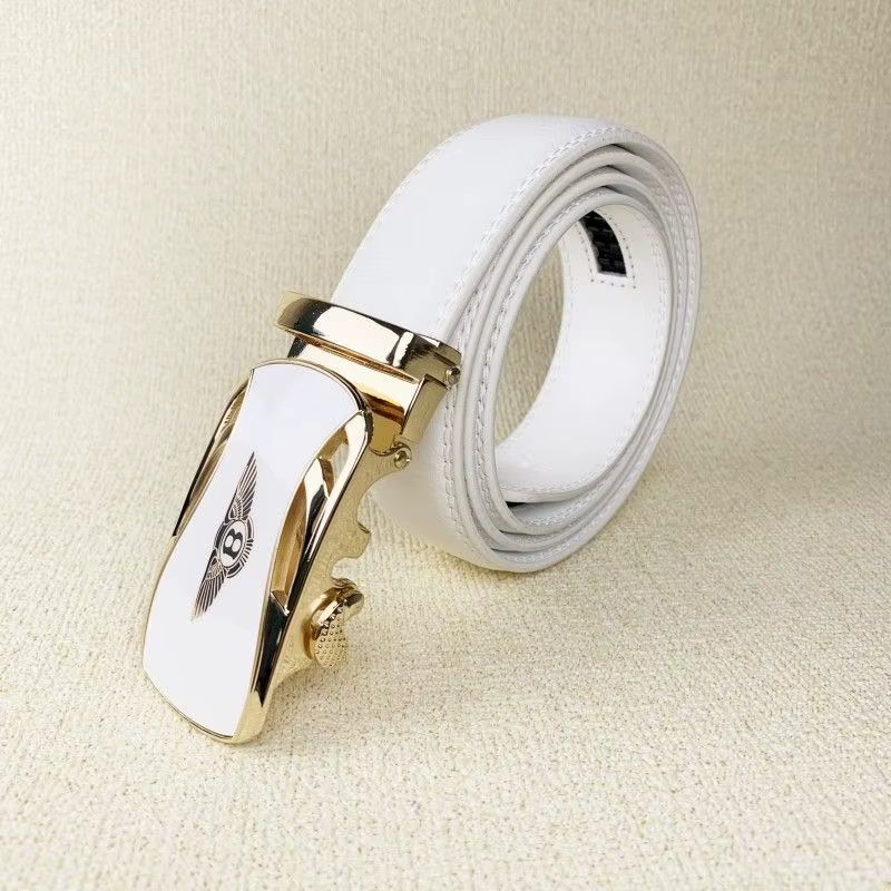 Bentley LOGO Ceinture en cuir blanc pour hommes boucle automatique jeunesse