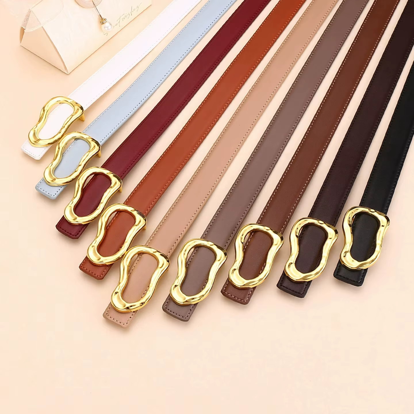 Ceinture en cuir véritable pour femme ; Accessoire de mode polyvalent pour pantalons