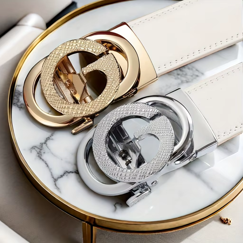 Ceinture blanche avec boucle automatique pour hommes