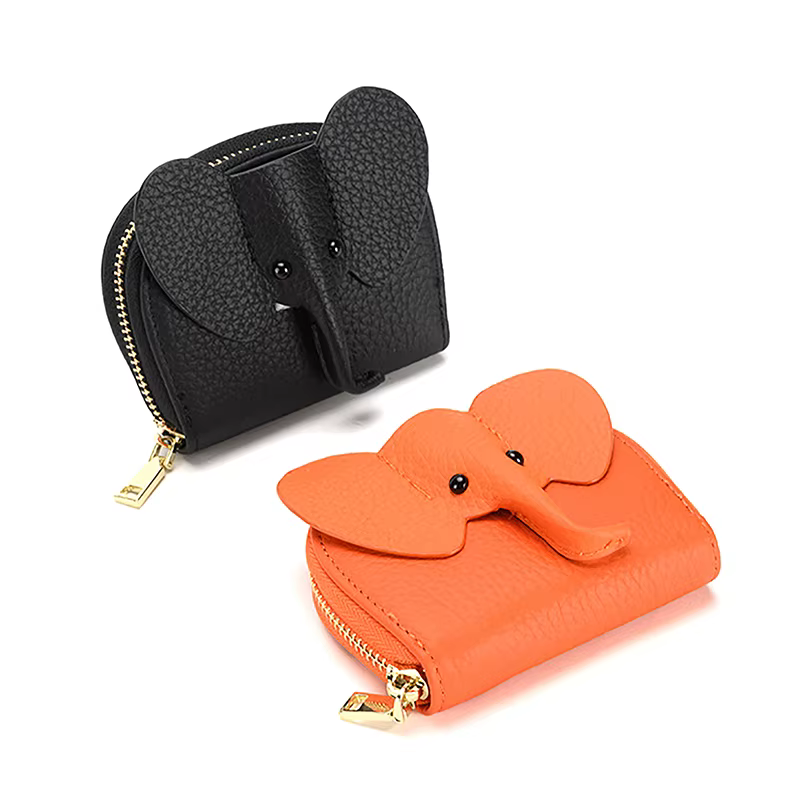 Porte-cartes en cuir de vachette véritable pour femme