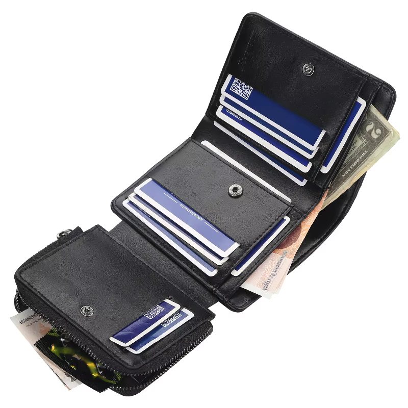 Nouveaux hommes en cuir portefeuilles de haute qualité fermeture éclair court design porte-carte homme sac à main
