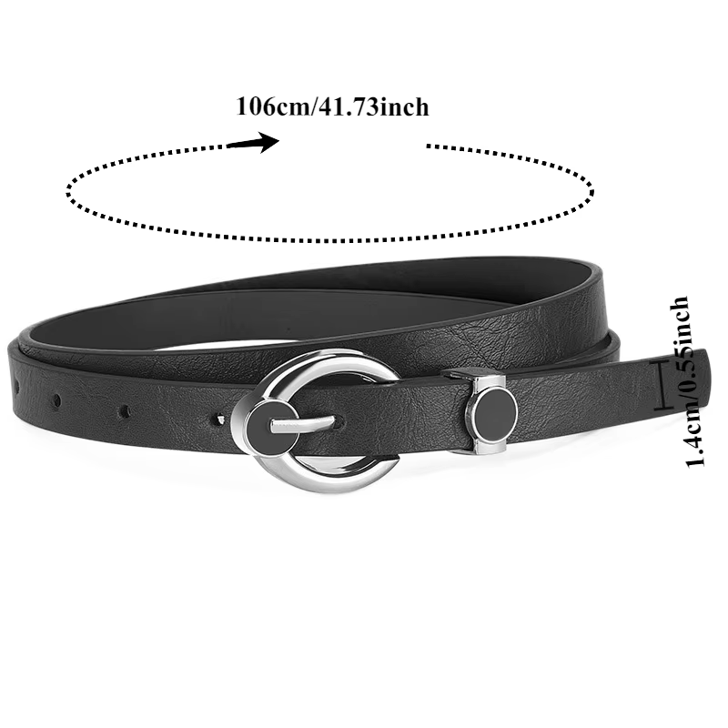Ceinture pour femme tendance de style coréen avec boucle argentée – Ceinture minimaliste polyvalente et élégante – Ceintures décontractées en cuir tanné à l'huile