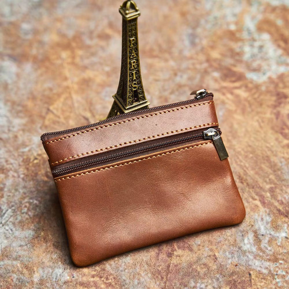 Porte-monnaie en cuir véritable pour homme et femme