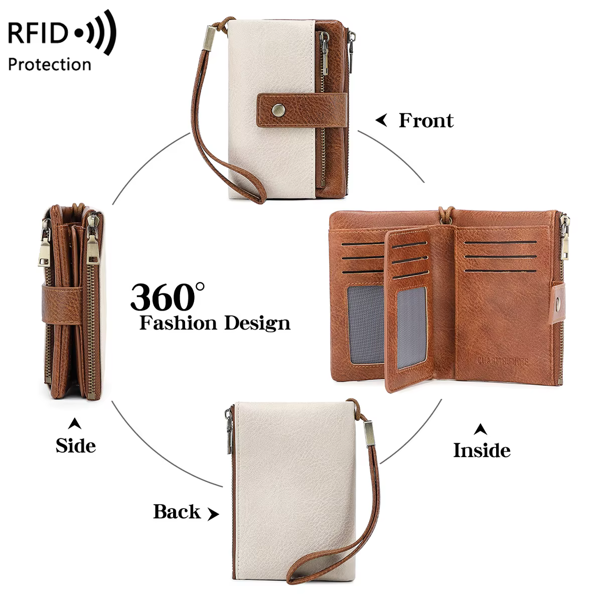 Portefeuille Vintage bloquant RFID pour femmes