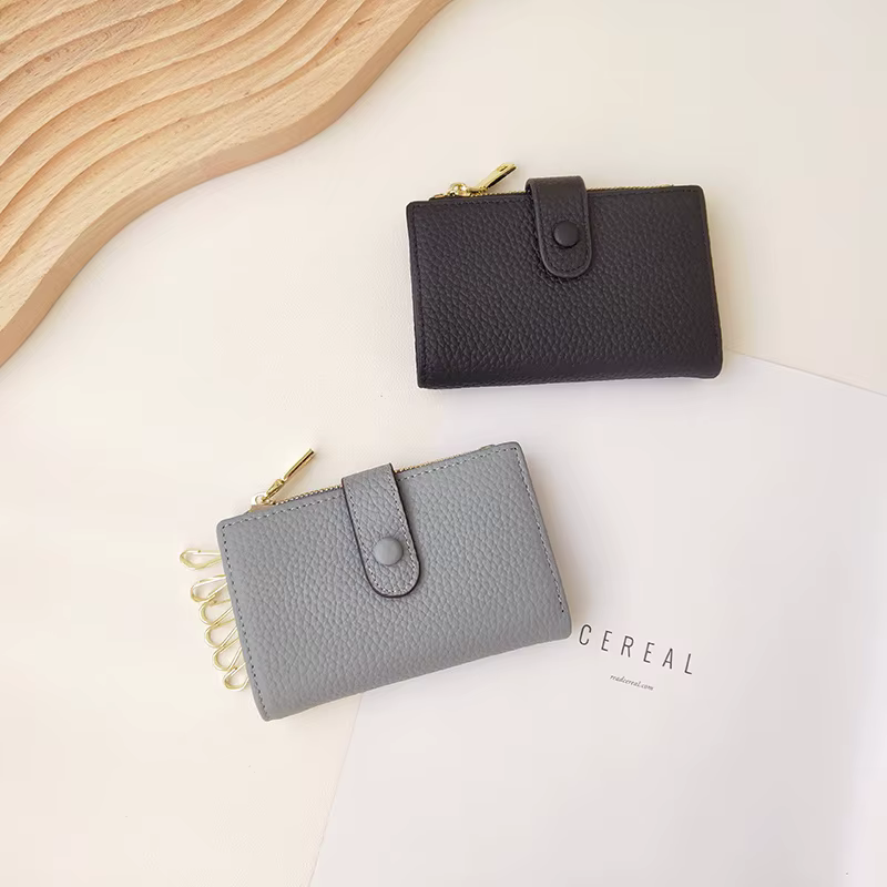 Porte-cartes avec lettres personnalisées en cuir véritable pour hommes et femmes