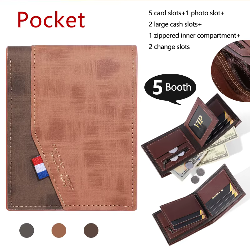 Portefeuille en cuir haute capacité pour hommes