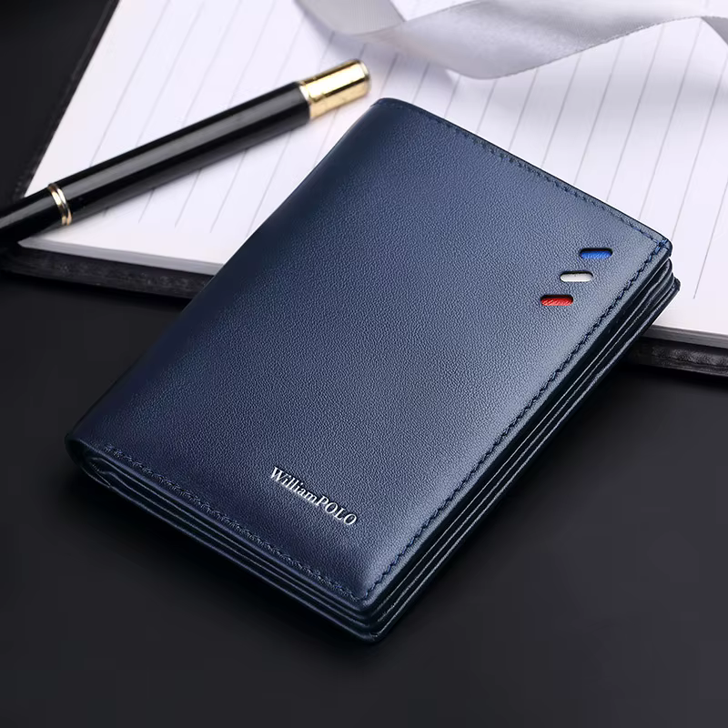 Portefeuille en cuir véritable pour hommes, porte-cartes de style court à la mode, pièce de monnaie multifonctionnelle d'hectare