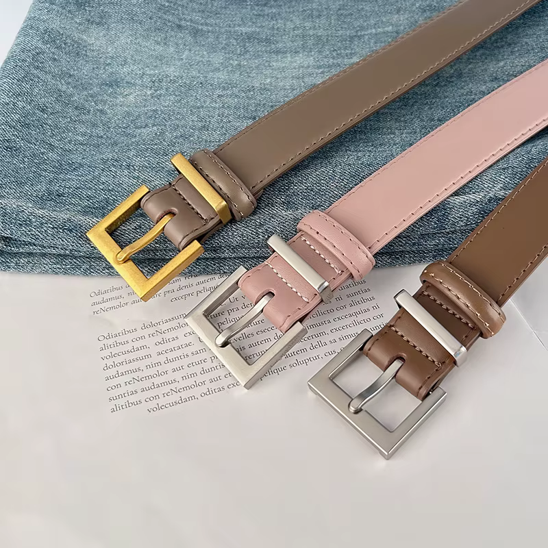 Ceinture rétro Simple en cuir véritable pour femmes