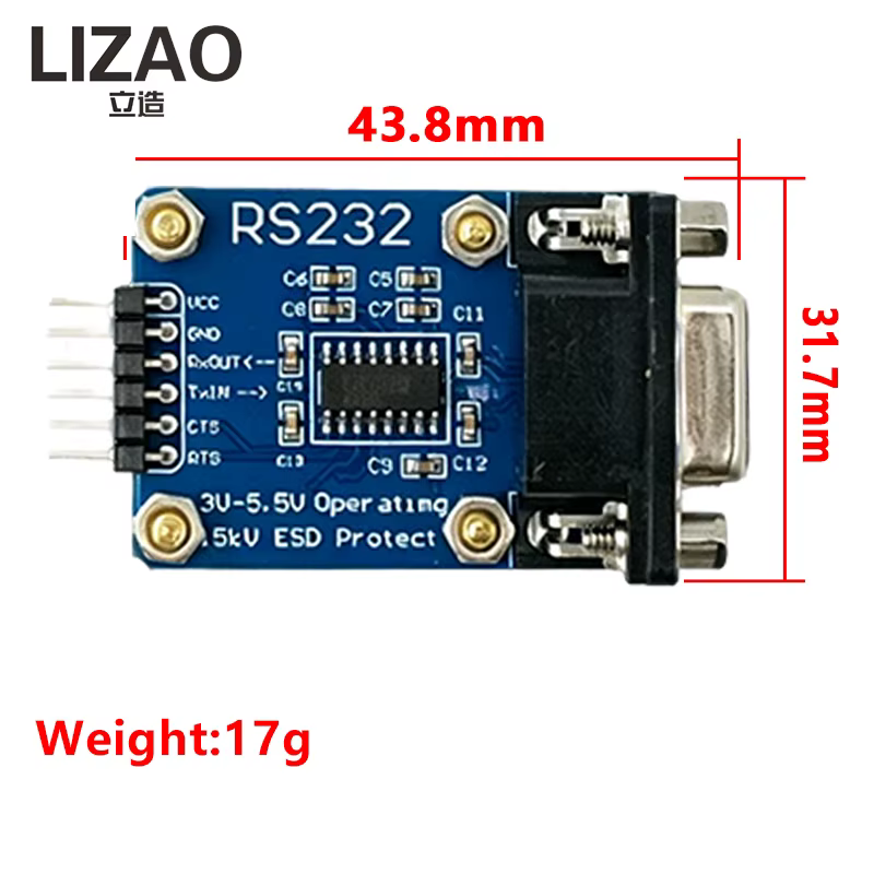 Module de port série SP3232 RS232 vers TTL 3V-5.5V avec protection ESD, conversion full-duplex pour communication série PC-MCU