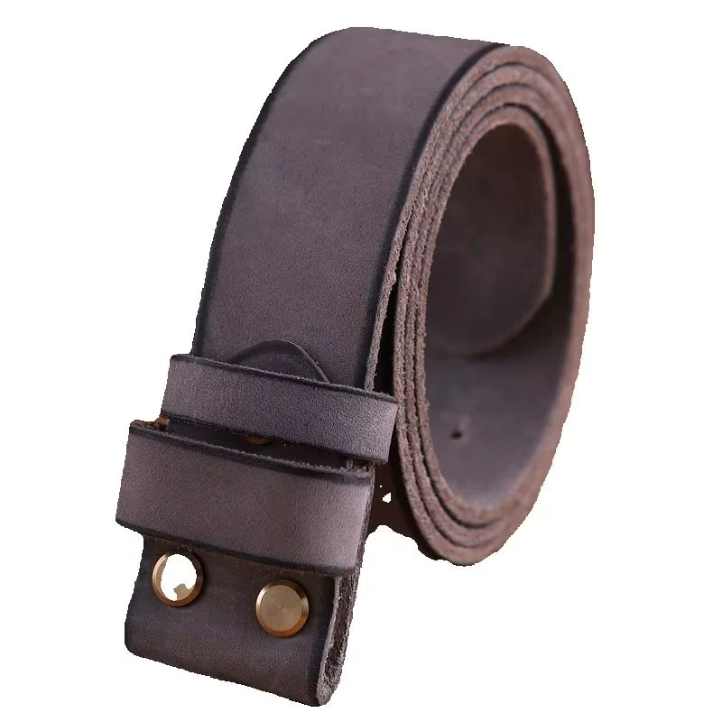 Ceinture en cuir sans boucle lisse dorée pour hommes ceintures de luxe cowboys marron chameau match