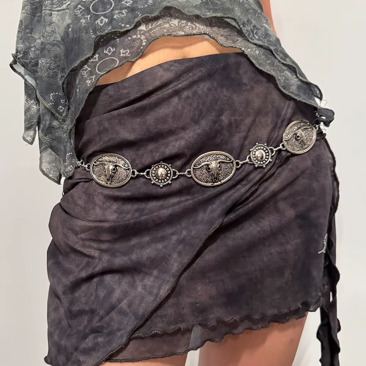 Ceinture chaîne en argent Vintage pour femmes