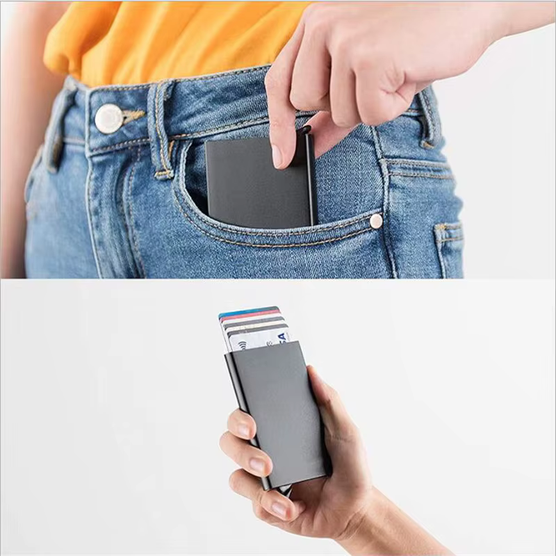 Rfid-Portefeuille Intelligent Porte-Cartes en Métal Mince et Mince