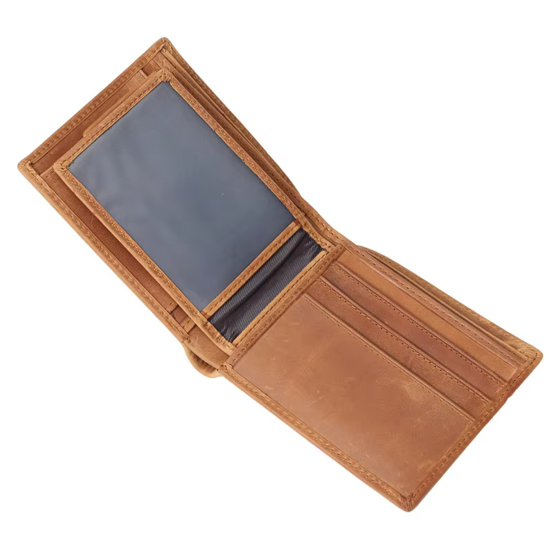 B199/15482-5 Portefeuille en cuir Crazy Horse jaune marron pour hommes