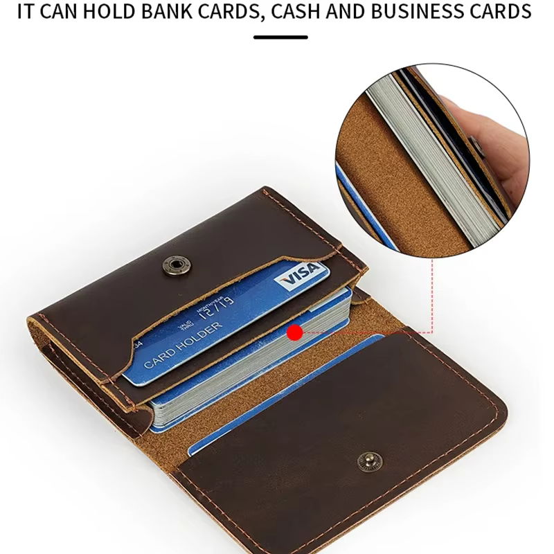 Porte-carte Vintage en cuir véritable pour hommes