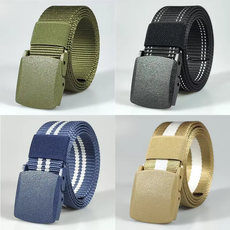 Ceinture en nylon à boucle automatique rouge pour hommes et femmes