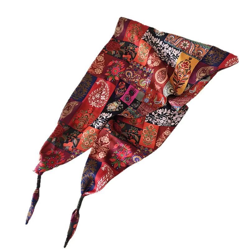 Ceinture foulard en soie pour femmes, nouveau Style décoratif assorti à la taille, jupe en jean longue Triangle, rideau de fesses élégant et polyvalent, 2025