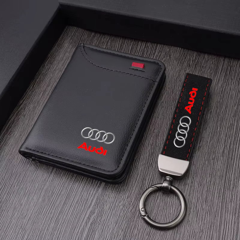 Portefeuille en cuir pour hommes avec logo de voiture