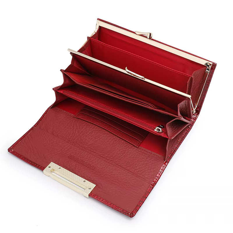 Portefeuille en cuir véritable motif Alligator pour femme