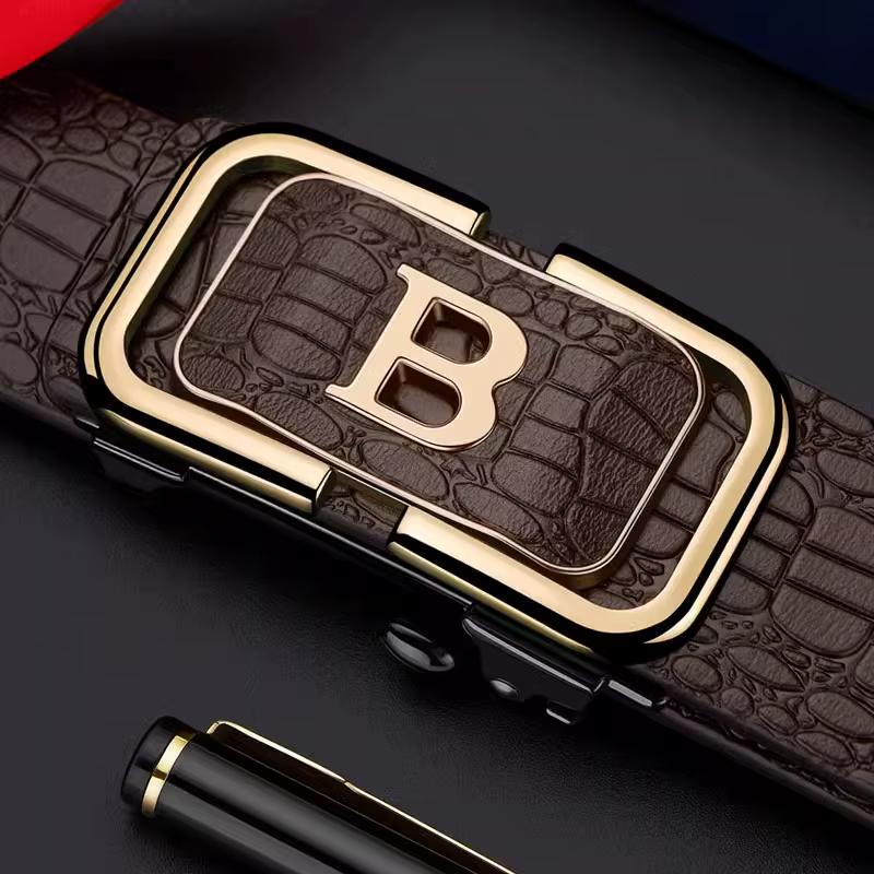 Ceinture à boucle automatique motif Crocodile pour hommes