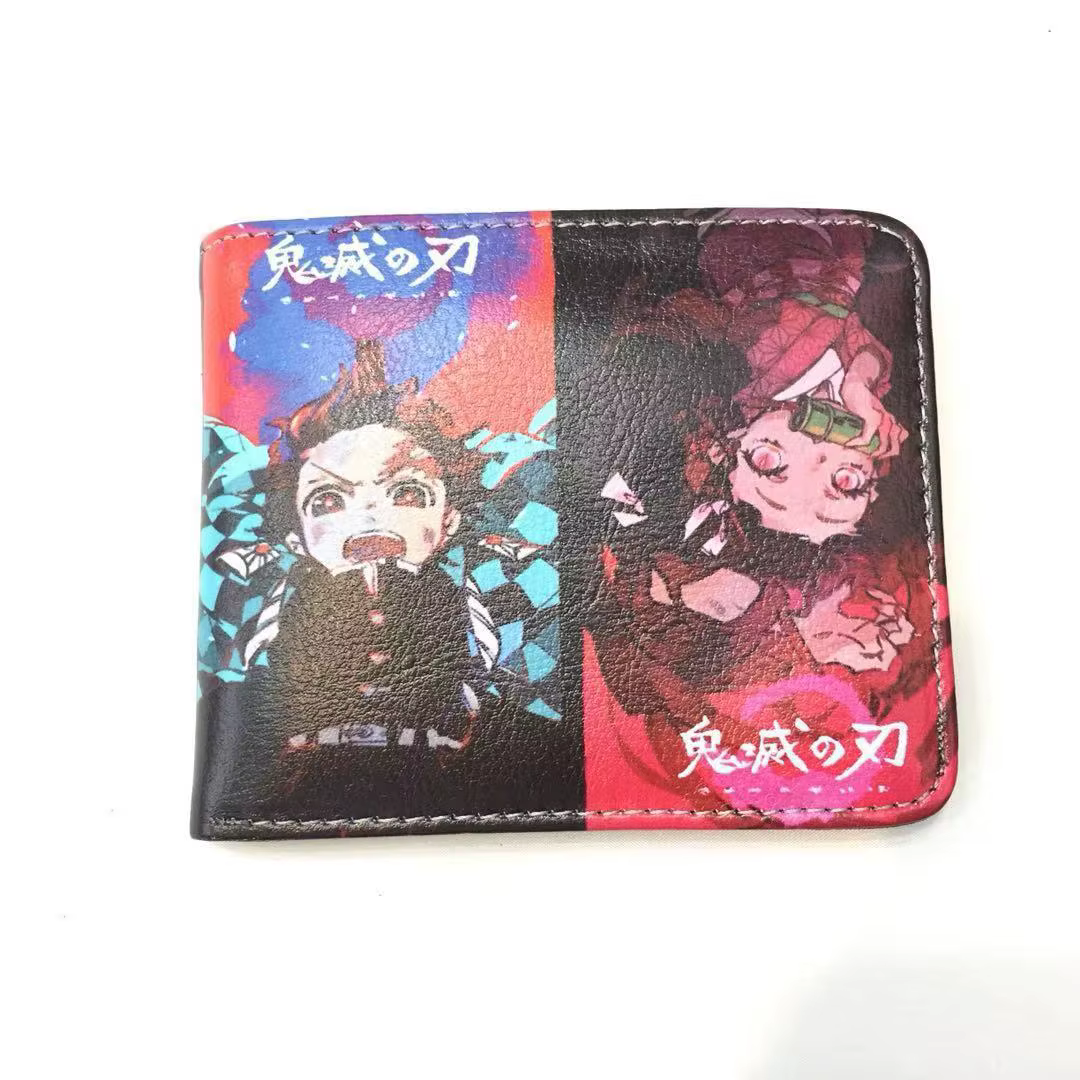 Portefeuille Demon Slayer Kamado Tanjirou pour hommes et femmes, sac à main de dessin animé, portefeuilles courts en cuir, cadeau de jouets